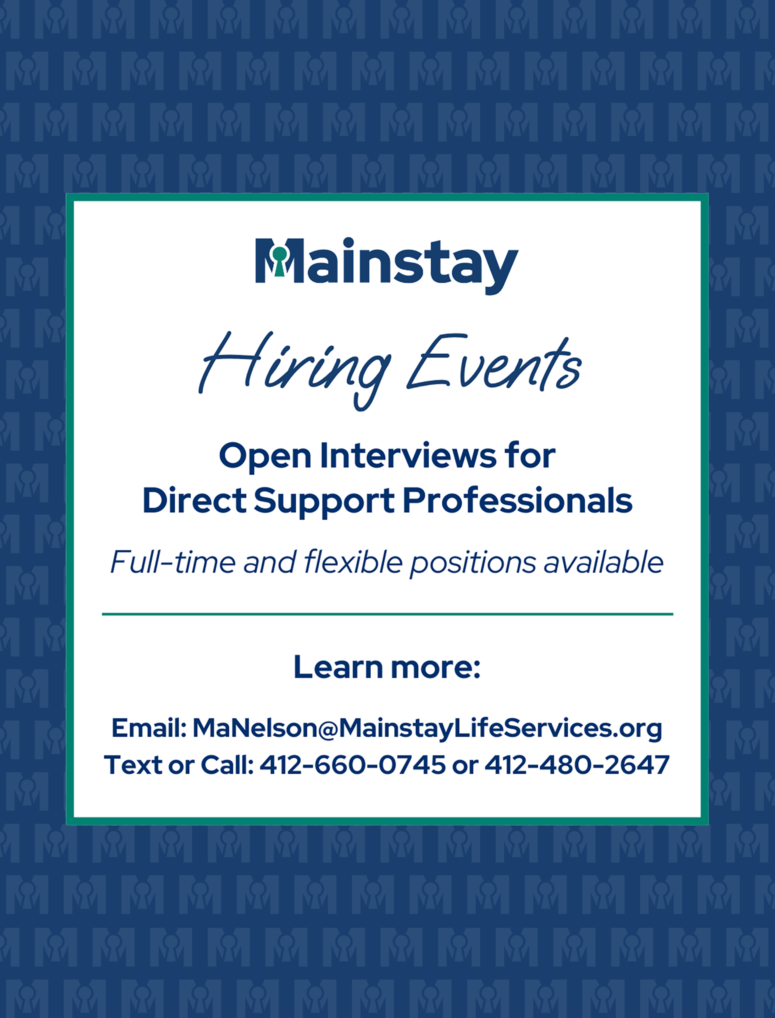 Hiring Event highlighting open interviews for Direct Support Professionals